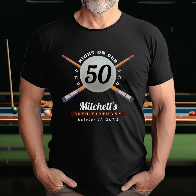 Billard 50. Geburtstagsparty Black T-Shirt (Pool Billiards 50th Birthday Party Black T-Shirt
)