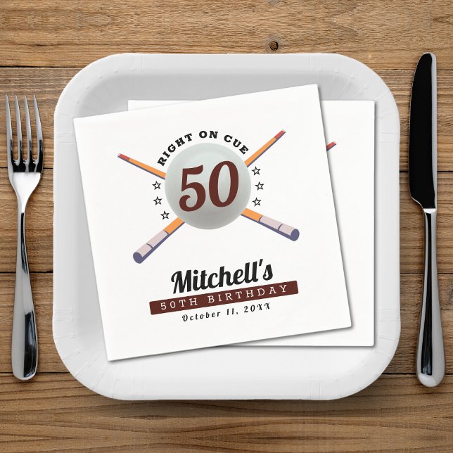 Billard 50. Geburtstagsparty Serviette (Pool Billiards 50th Birthday Party Napkins
)