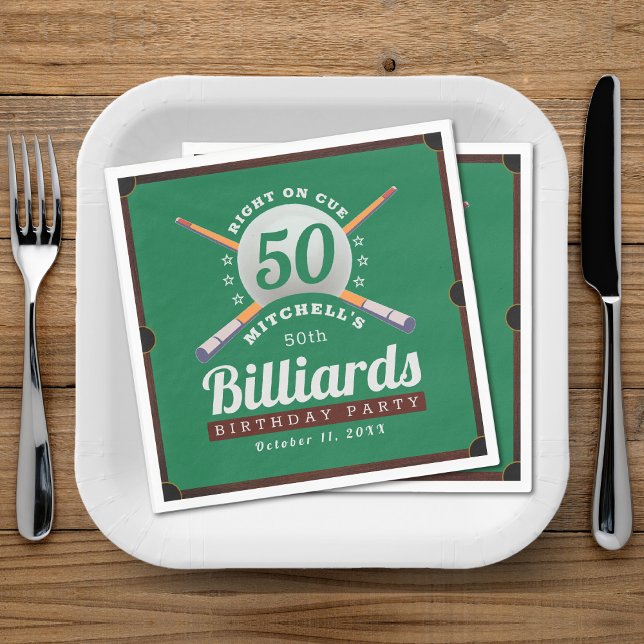 Billard 50. Geburtstagsparty Serviette (Pool Billiards 50th Birthday Party Napkins
)