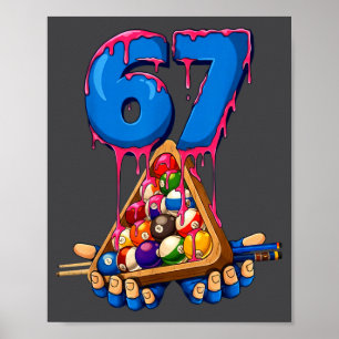 Billard 67 Six Seven Lustiger Alter Spieler Tropf Poster