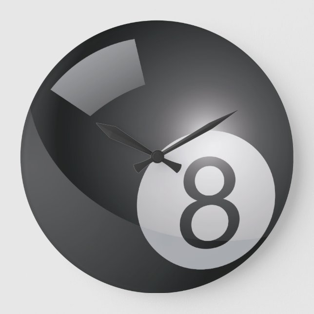 Billard 8 Ball Große Wanduhr (Vorderseite)
