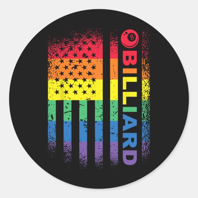 Billard 8-Ball Pool Billiard American Flag - Bil Runder Aufkleber (Vorderseite)