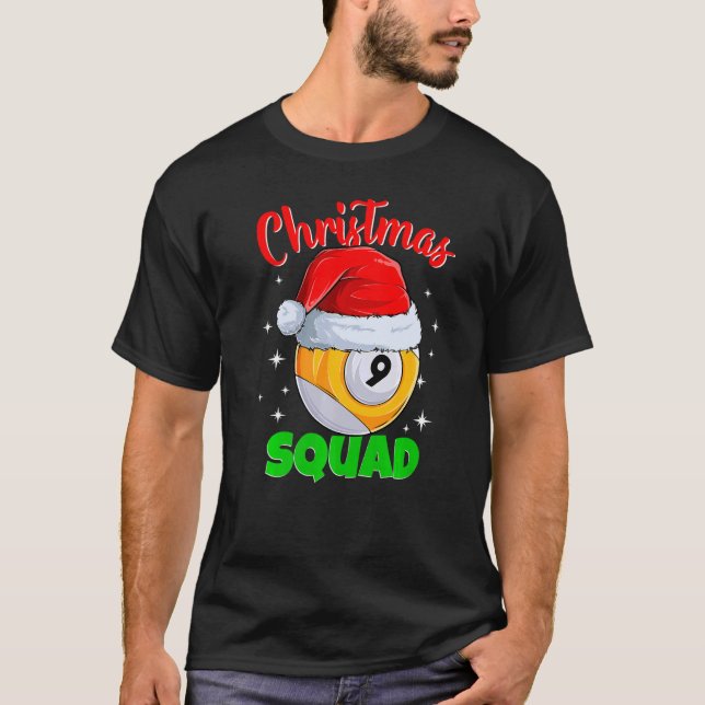 Billard 9 Ball Christmas Squad Pool Balls Billiard T-Shirt (Vorderseite)