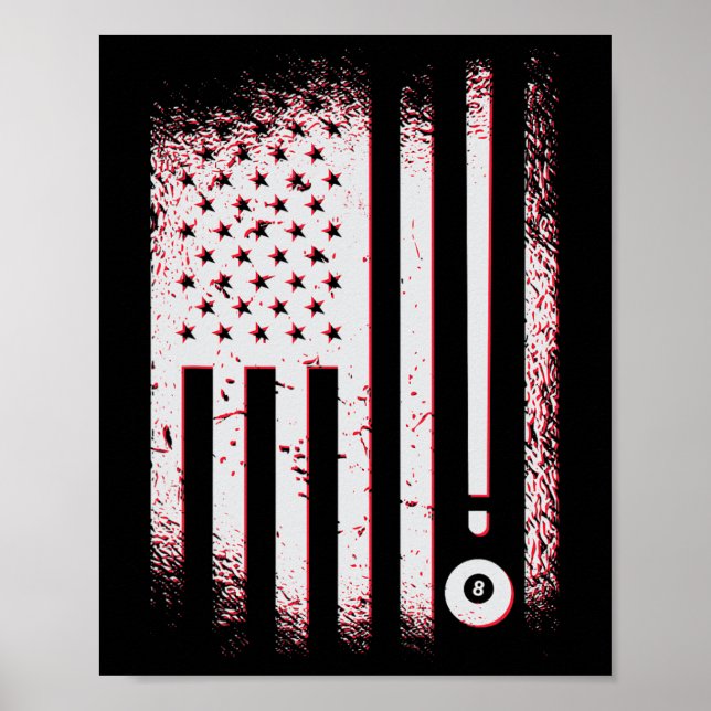 Billard American Flag USA Billard Spieler und Bill Poster (Vorne)