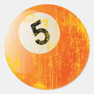 BILLARD-BALL-- ABGEFRESSENE UND GEALTERTE ART DER RUNDER AUFKLEBER