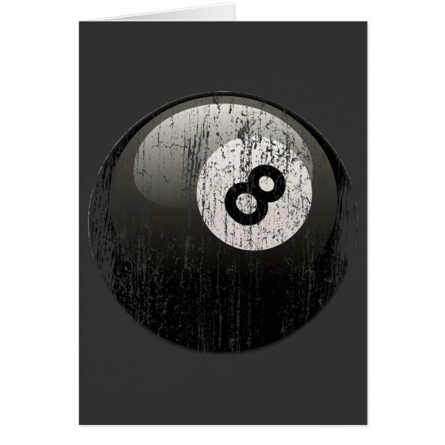 BILLARD-BALL DER NR.-8 - ABGEFRESSEN UND GEALTERT (Vorne)