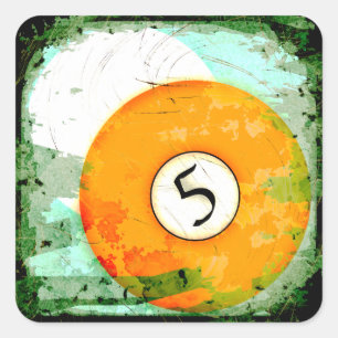 BILLARD-BALL NR. 5 QUADRATISCHER AUFKLEBER