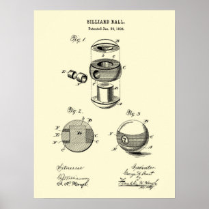 Billard Ball Patent Wand Print #2 Pooldekoration Poster