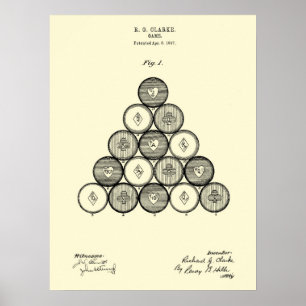Billard-Ball-Patent-Wandkunst Druck #1 Poster