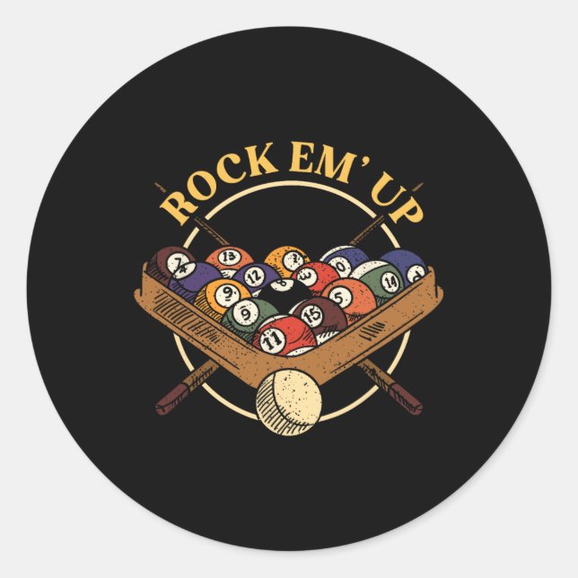 Billard Ball Rack Stick Cue Billiard Player Snoo Runder Aufkleber (Vorderseite)