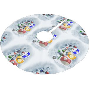 Billard-Ball-Schneemann-Weihnachten Polyester Weihnachtsbaumdecke
