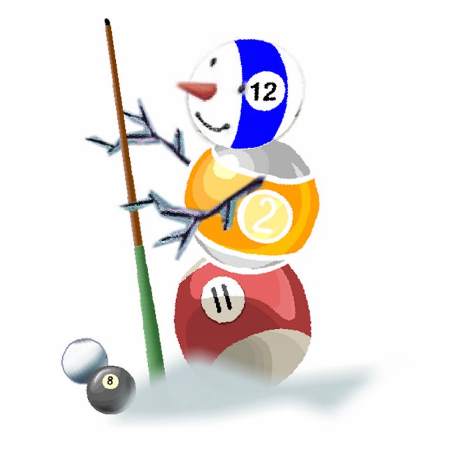 Billard Ball Snowman Weihnachtsschmuck Fotoskulptur Ornament (Vorne)