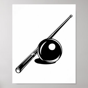 Billard-Ball und Cue-Stick Sketch Carom Billiards Poster