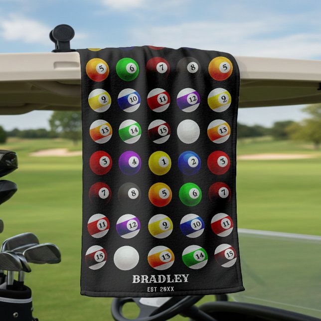 Billard-Balls-Muster schwarz Pool Tisch Billard Golfhandtuch (Von Creator hochgeladen)