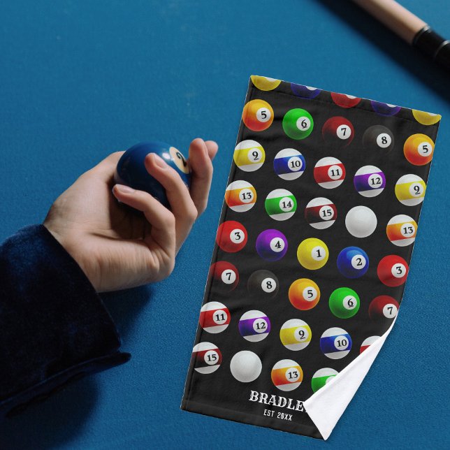 Billard-Balls-Muster schwarz Pool Tisch Billard Handtuch (Pool Table Billiard Balls Pattern Black Hand Towel)