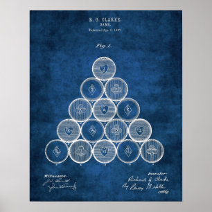 Billard Balls Patent Print1 Pool Spielraum Dekorat Poster