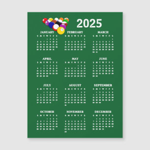 Billard Balls Pool 2025 Kalender Magnetkarte