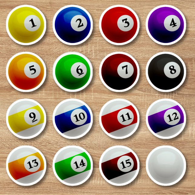 Billard Balls Set Aufkleber (Pool Billiards Balls Full Set Sticker)