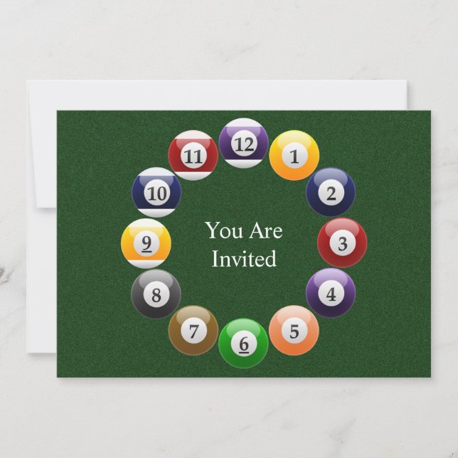 Billard Balls Shiny Colorado Snookersport Einladung (Vorderseite)