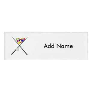 Billard-Balls und Pool-Cues Namenschild