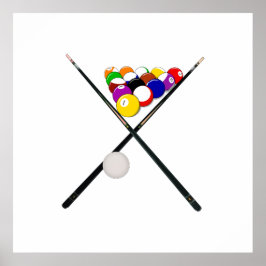 Billard-Balls und Pool-Cues Poster