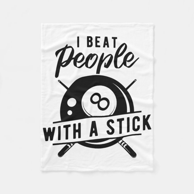 Billard Beat People mit Stick Funny Billiard Q Fleecedecke (Vorderseite)