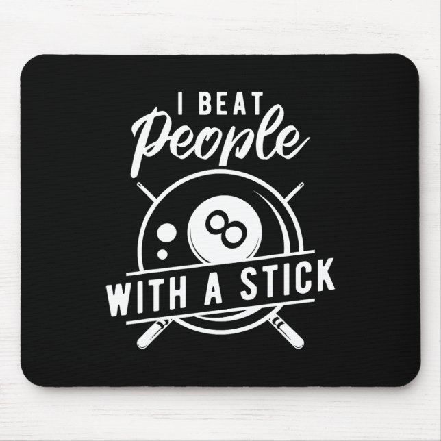 Billard Beat People mit Stick Funny Billiard Q Mousepad (Vorne)