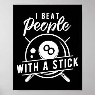 Billard Beat People mit Stick Funny Billiard Q Poster