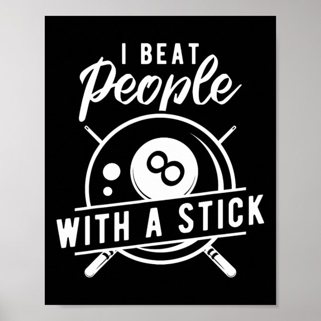 Billard Beat People mit Stick Funny Billiard Q Poster (Vorne)