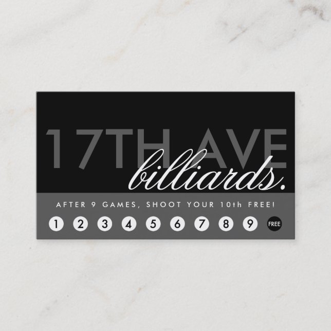 BILLARD-Belohnungsprogramm Treuekarte (Vorderseite)