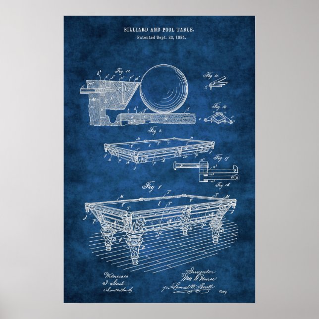 Billard Billard Billardtisch Patent Art #5 Rec Zim Poster (Vorne)