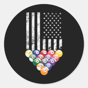 Billard Billiard Player 8 Ball American Flag Runder Aufkleber