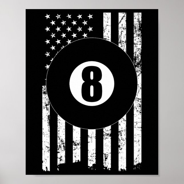 Billard Billiard Player 8 Ball USA Poster (Vorne)