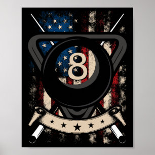 Billard Billiard Player 8 Ball USA Poster