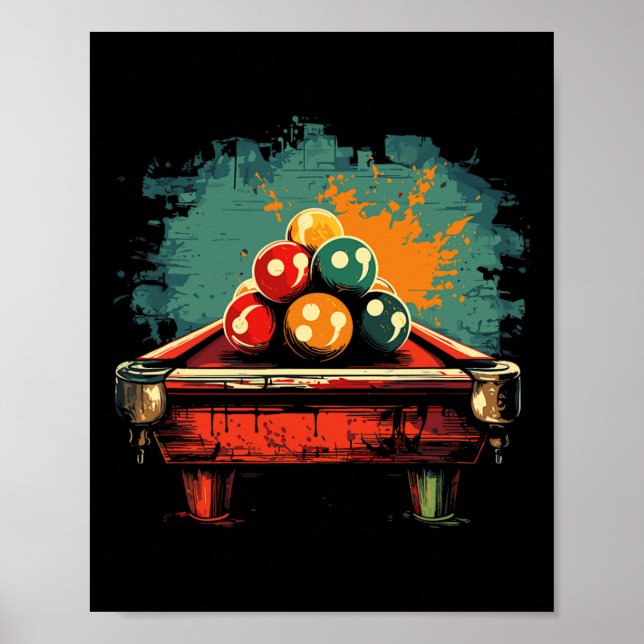 Billard Comic Stil Innensportarten Poster (Vorne)