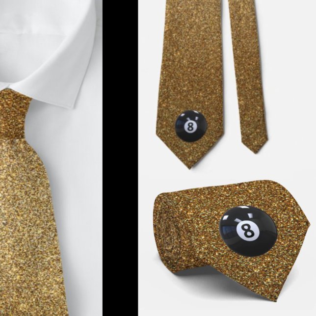 Billard Cool Aight Ball Pool Gold Neck Tie Krawatte (Von Creator hochgeladen)