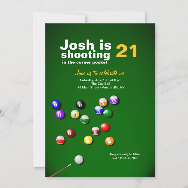Billard Einladung (Vorderseite)