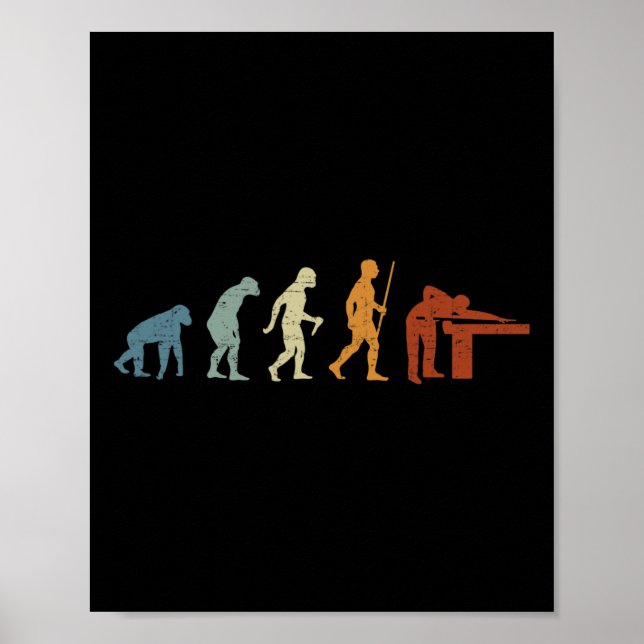 Billard Evolution Billiard Player Retro Vintag Poster (Vorne)