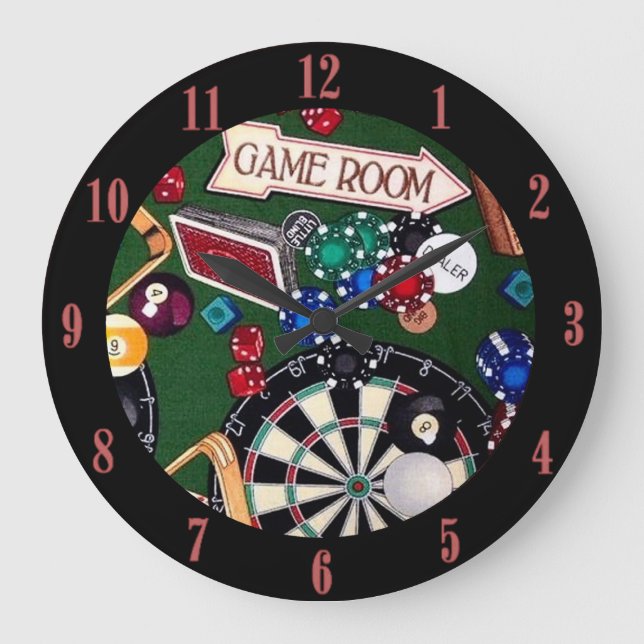 Billard für Spielzimmer Große Wanduhr (Vorderseite)