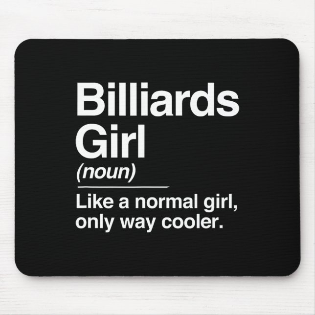 Billard Girl Definition nur Cooler Cue S Mousepad (Vorne)
