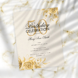 Billard Glam Birthday Elegante Gold Cream Einladung