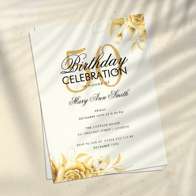 Billard Glam Birthday Elegante Gold Cream Flyer (Von Creator hochgeladen)