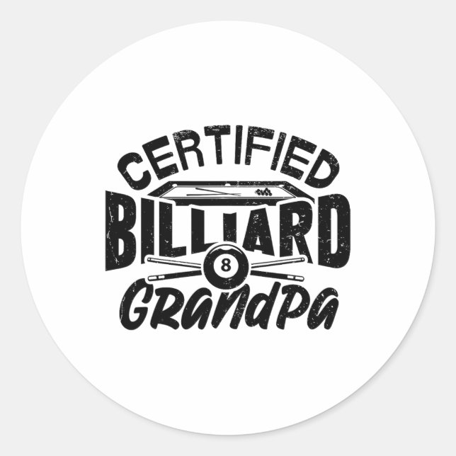 Billard Grandpa Pool Billiards Spieler F Runder Aufkleber (Vorderseite)