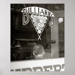 Billard Hall, 1938. Vintages Foto Poster