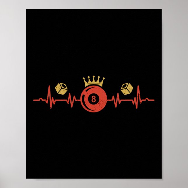 Billard Heartbeat 8 Ball Pool Player Billiard Sh Poster (Vorne)