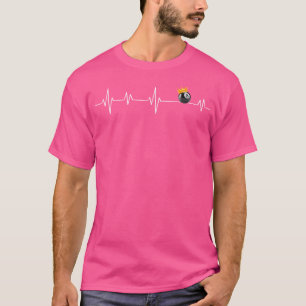 Billard Heartbeat Line Pool Player Funny Billiard T-Shirt