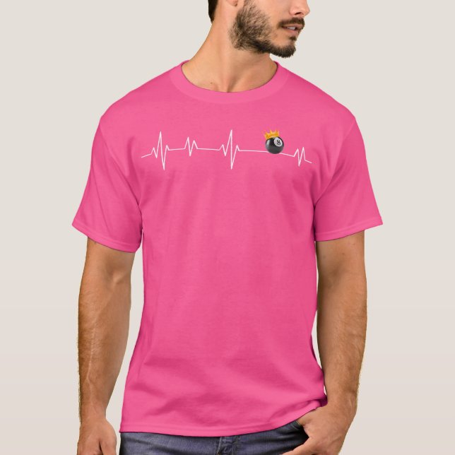 Billard Heartbeat Line Pool Player Funny Billiard T-Shirt (Vorderseite)