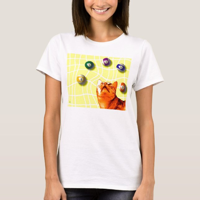 Billard-Katze T-Shirt (Vorderseite)