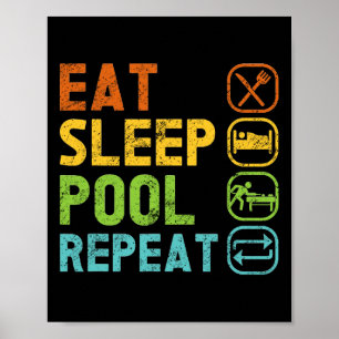 Billard Player aß Sleep Pool Wiederholung Pool Sno Poster
