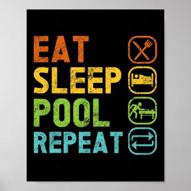 Billard Player aß Sleep Pool Wiederholung Pool Sno Poster (Vorne)